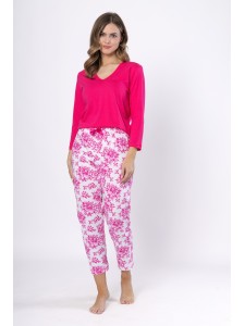 Pijama din bumbac Monika 1626 cu design elegant