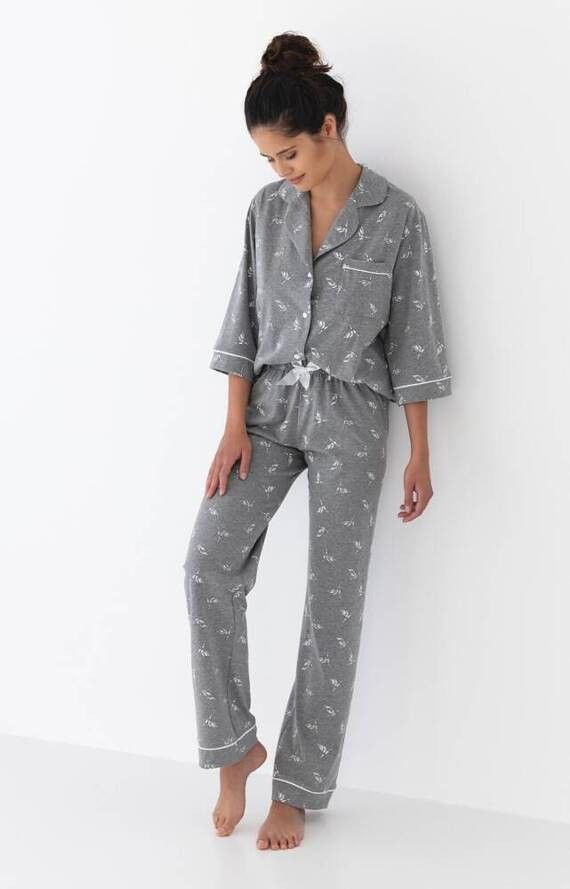 Pijama Dora din bumbac cu model pasari