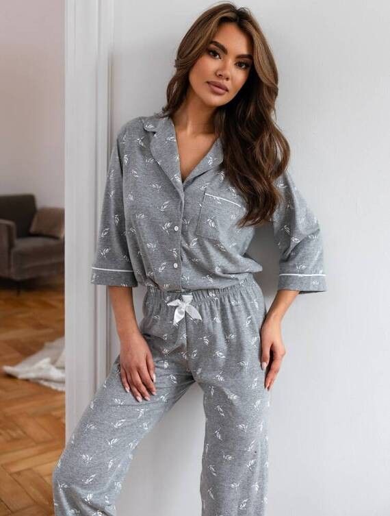Pijama Dora din bumbac cu model pasari