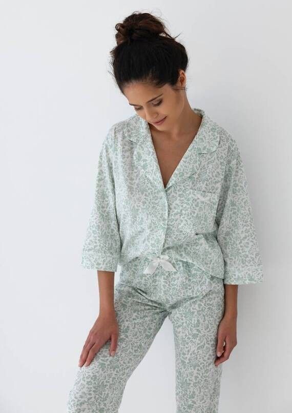 Pijama Elise cu flori, 100% bumbac