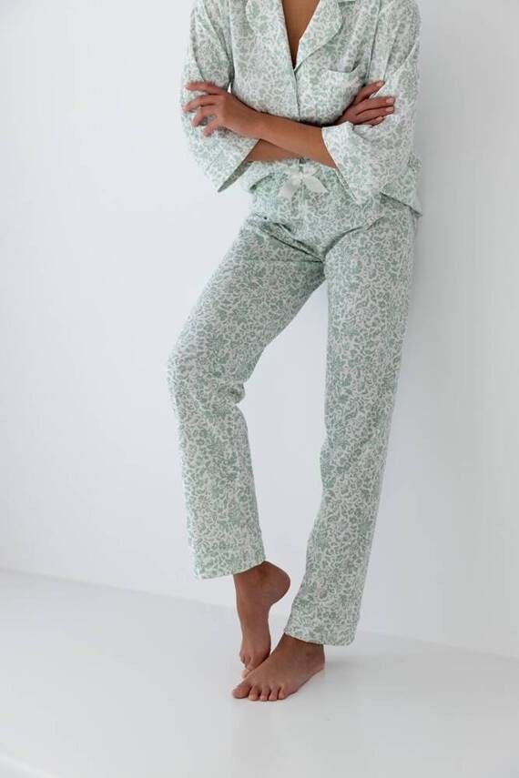 Pijama Elise cu flori, 100% bumbac