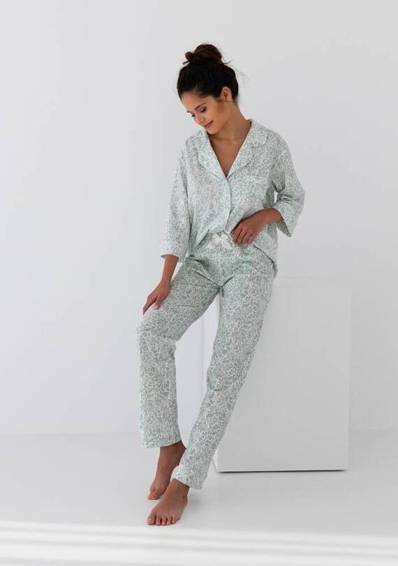 Pijama Elise cu flori, 100% bumbac
