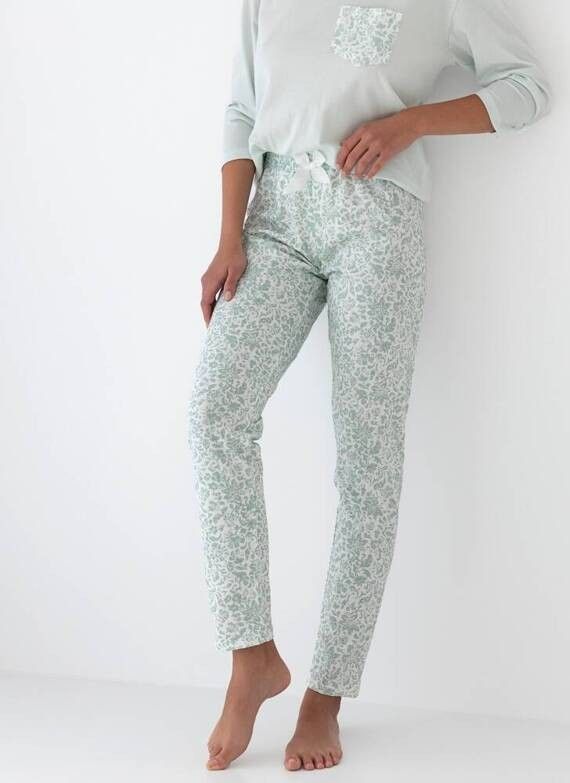 Pijama Flora din bumbac cu design floral și detalii elegante
