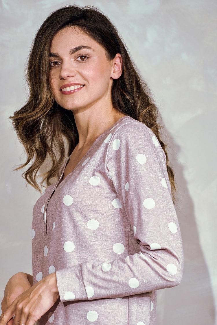 Cămașă de noapte din bumbac Libby cu buline
