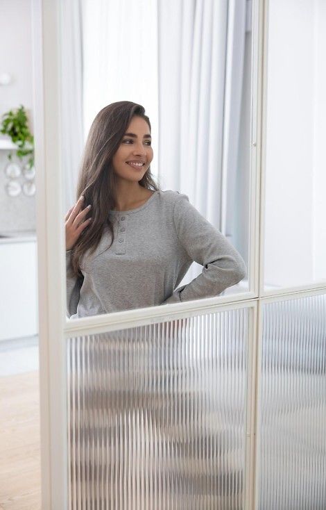 Set pijamale Vesper: bumbac moale, mânecă lungă