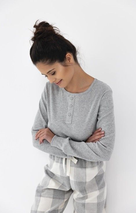 Set pijamale Vesper: bumbac moale, mânecă lungă