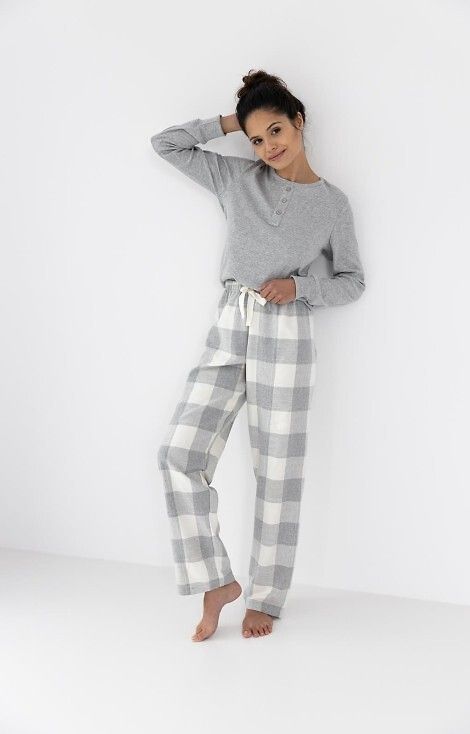 Set pijamale Vesper: bumbac moale, mânecă lungă