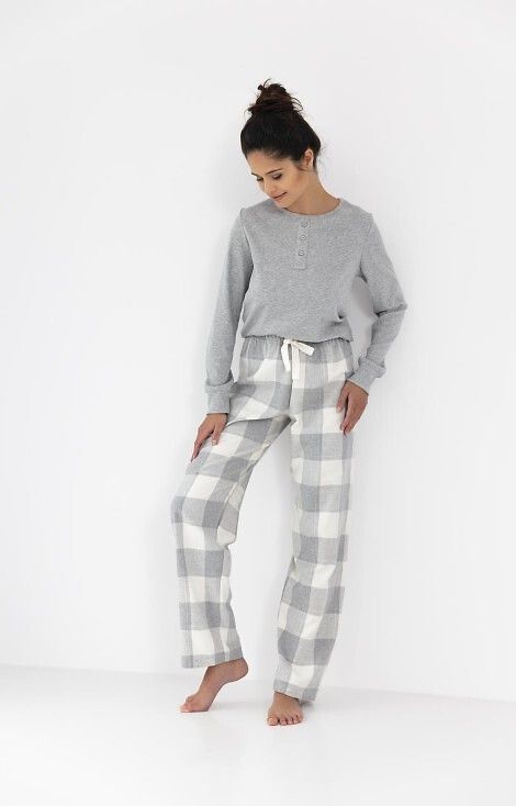 Set pijamale Vesper: bumbac moale, mânecă lungă