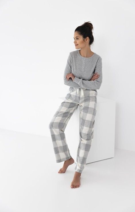 Set pijamale Vesper: bumbac moale, mânecă lungă
