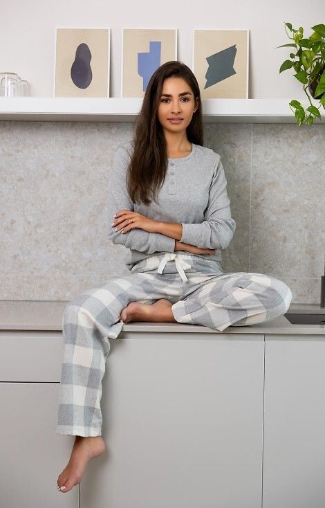 Set pijamale Vesper: bumbac moale, mânecă lungă