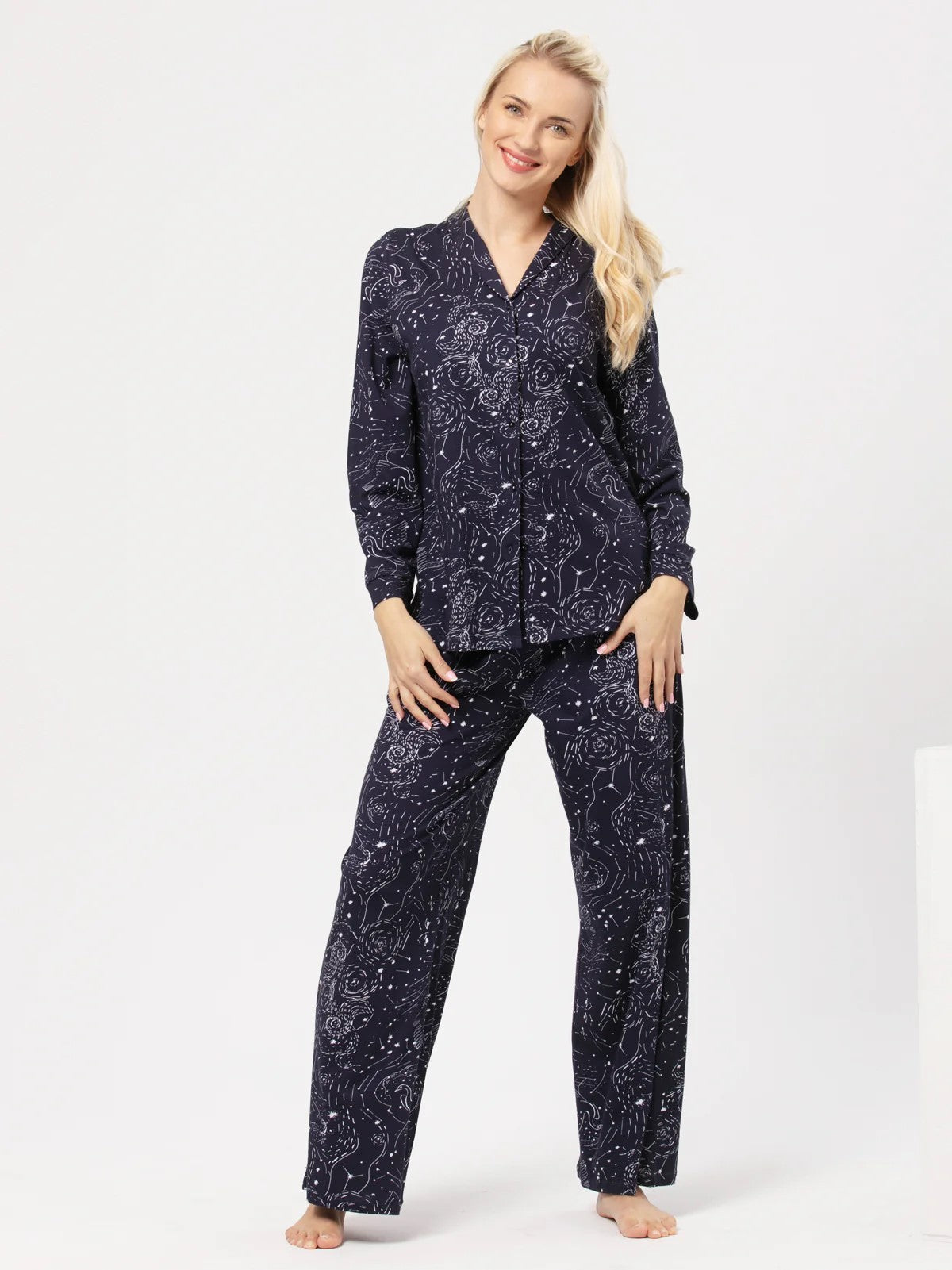 Pijama LNS 911 cu bluza si pantalon din bumbac