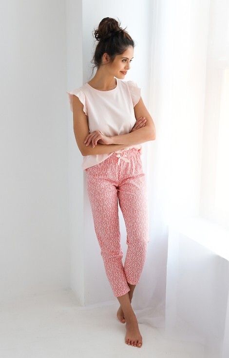 Pijama Elena - Bluza Volanată și Pantaloni Lungime Integrală