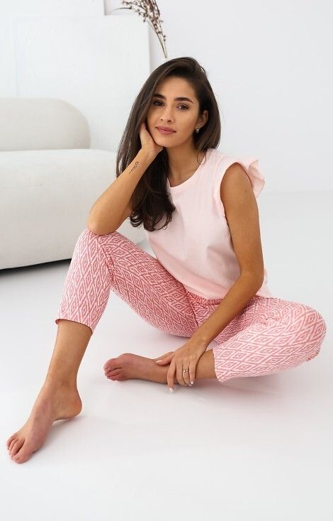Pijama Elena - Bluza Volanată și Pantaloni Lungime Integrală