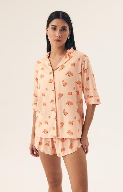 Pijama Naranja damă cu print portocale