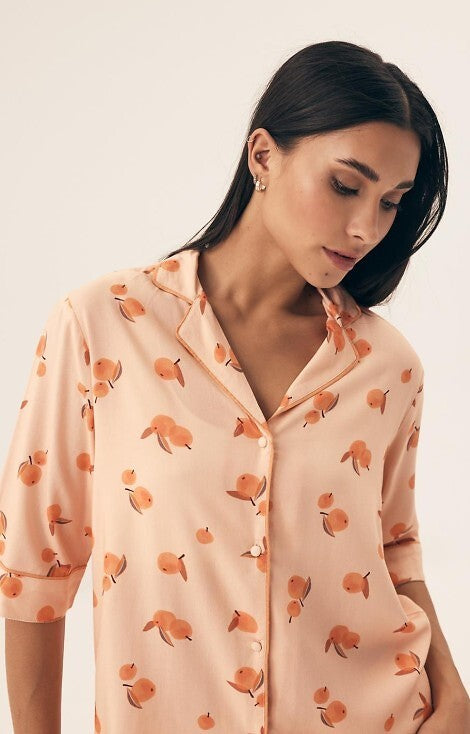 Pijama Naranja damă cu print portocale