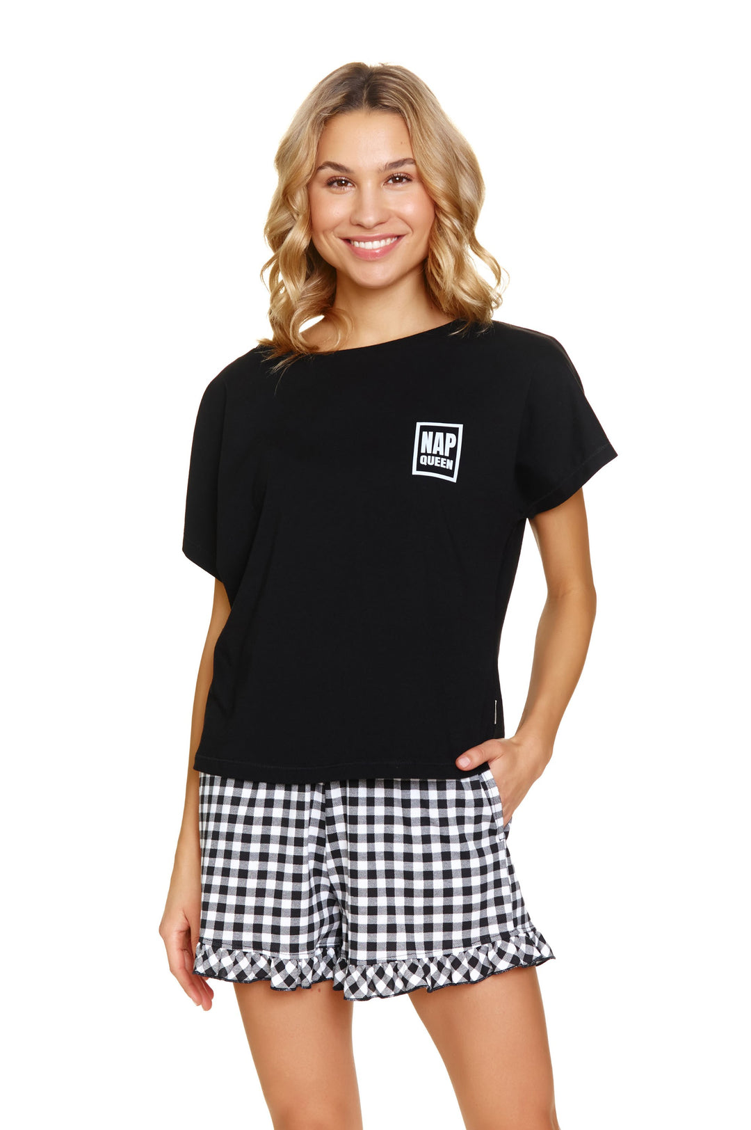 Pijama dama 7213 cu imprimeu NAP QUEEN