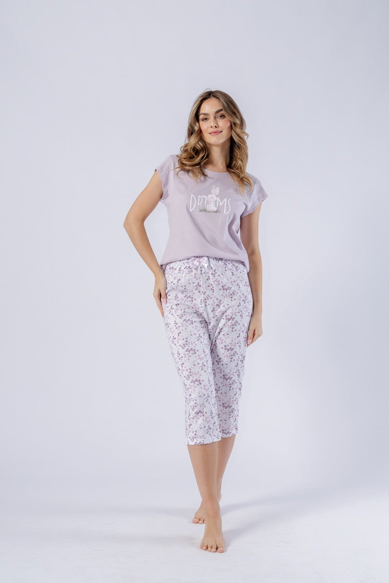 Pijama din bumbac Fabiana 1543 cu mâneci scurte