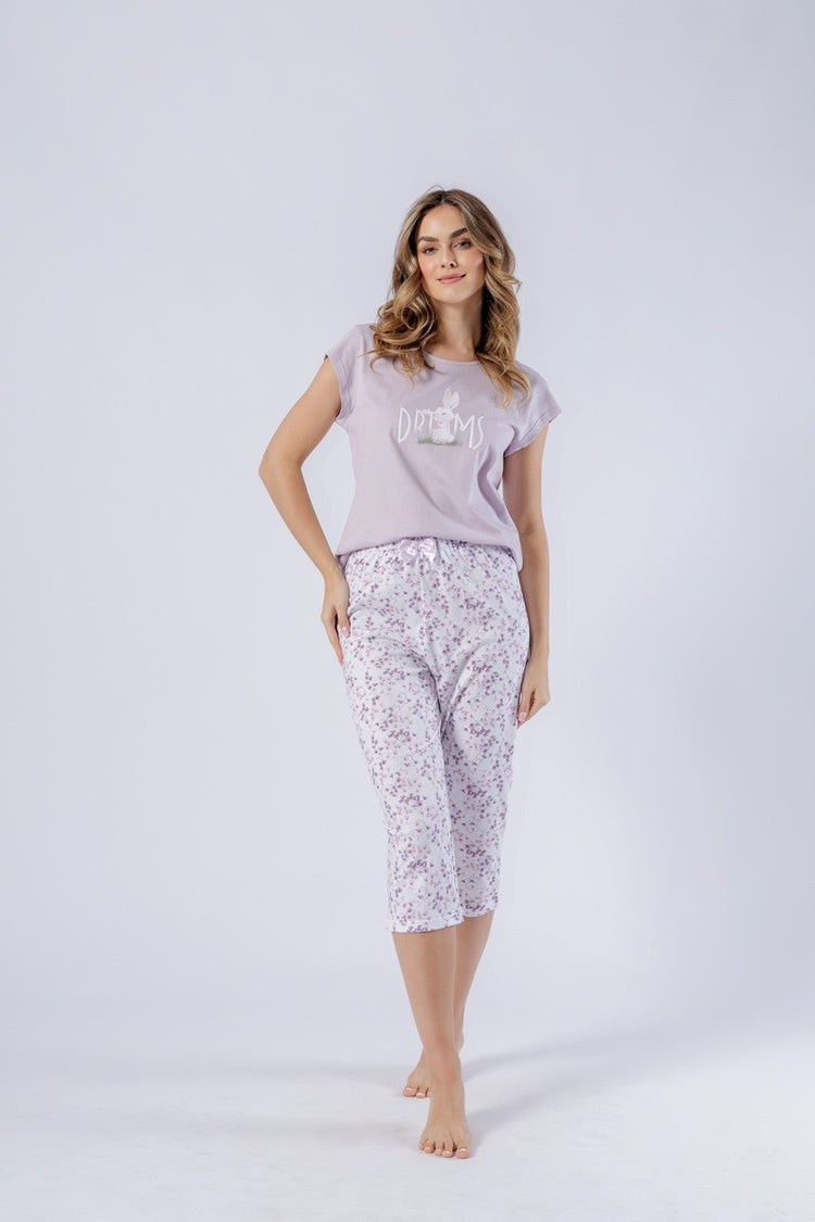 Pijama din bumbac Fabiana 1543 cu mâneci scurte