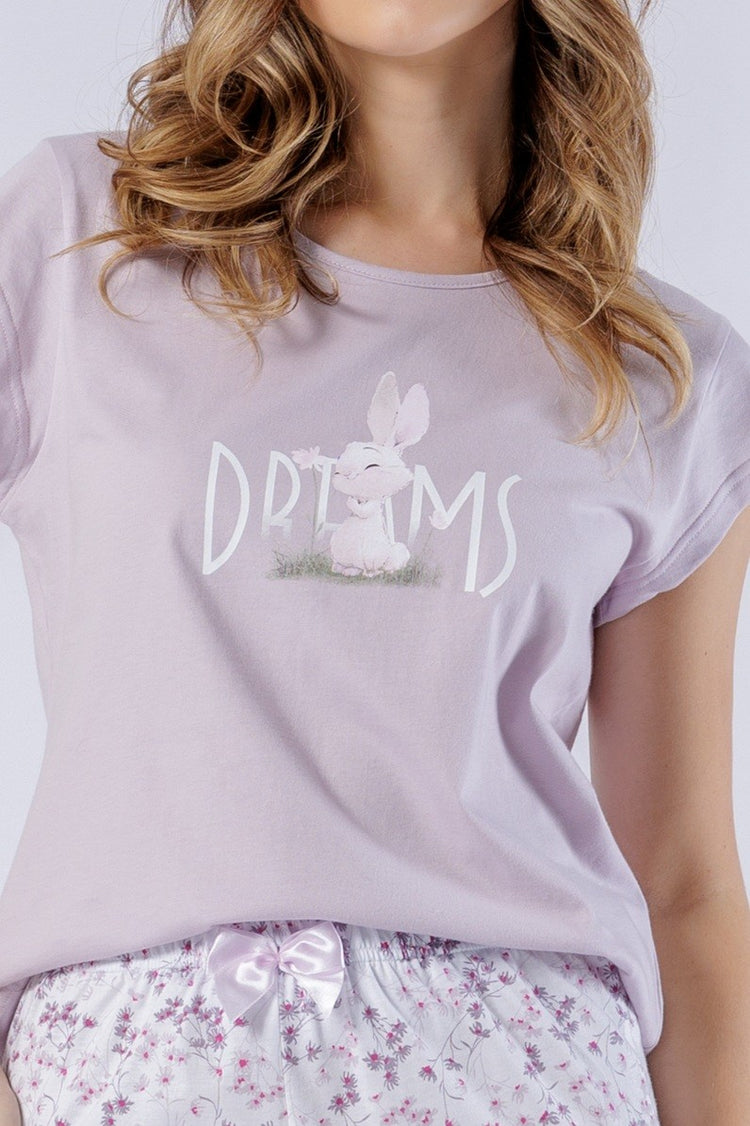 Pijama din bumbac Fabiana 1543 cu mâneci scurte