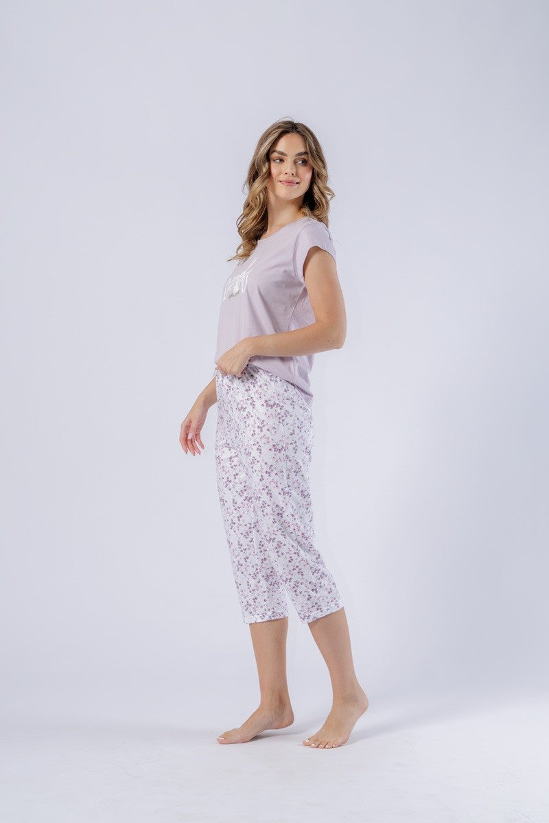 Pijama din bumbac Fabiana 1543 cu mâneci scurte