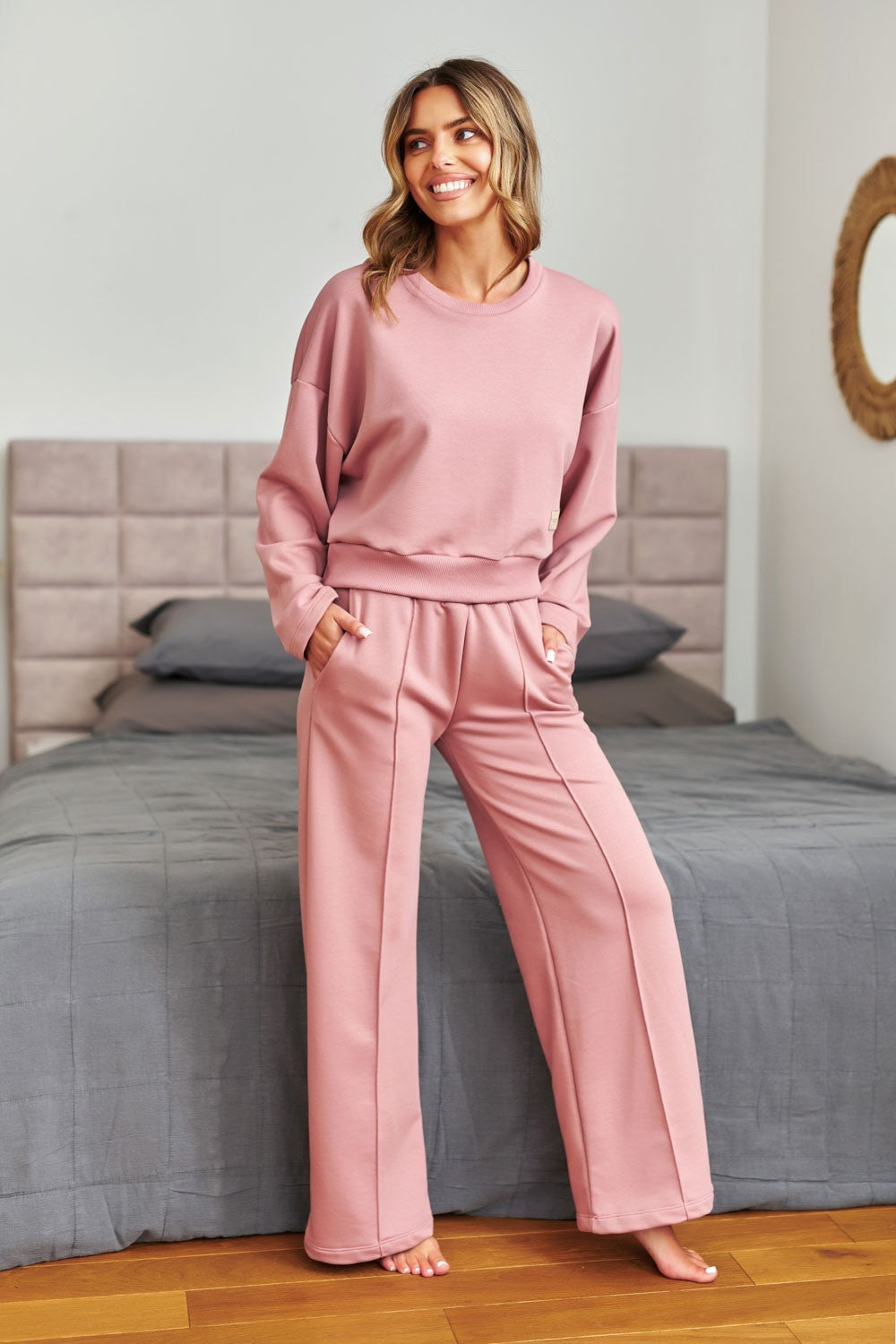Compleu de Casa DRS 7360 Rose - Hanorac Lejer și Pantaloni