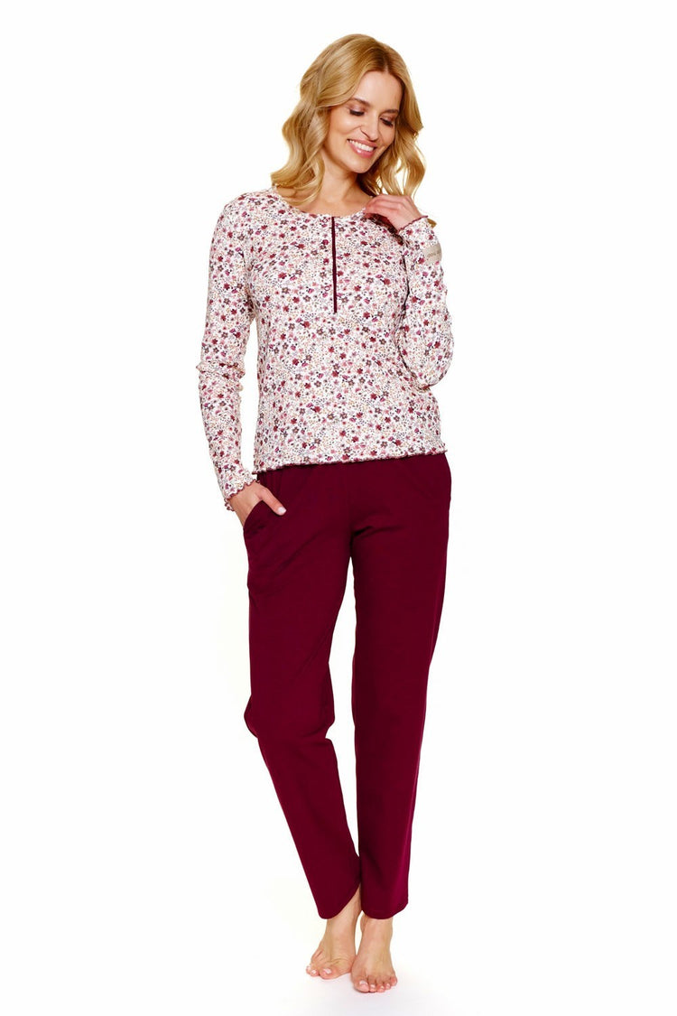 Pijama din bumbac 7307 cu imprimeu floral elegant