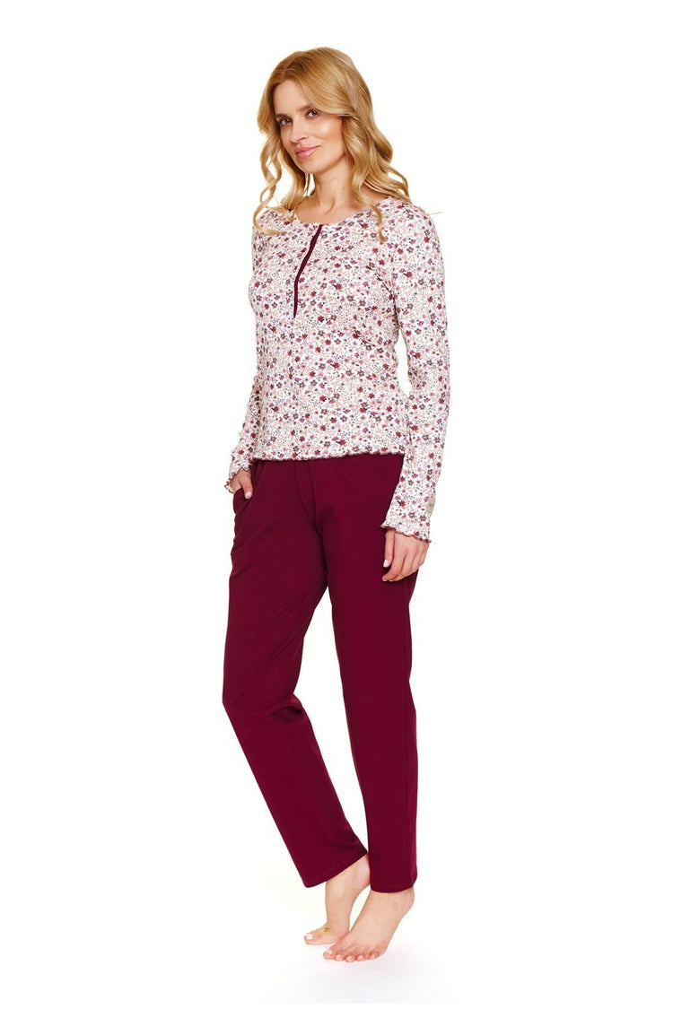 Pijama din bumbac 7307 cu imprimeu floral elegant