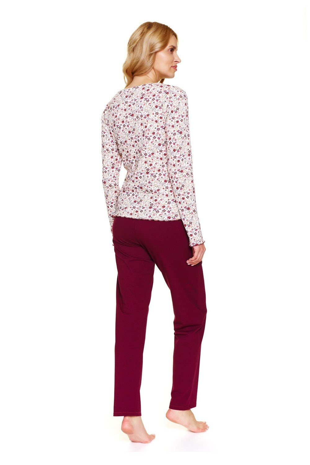 Pijama din bumbac 7307 cu imprimeu floral elegant