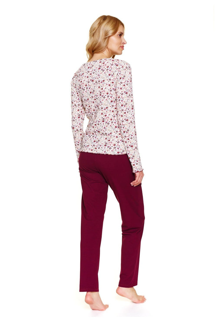 Pijama din bumbac 7307 cu imprimeu floral elegant