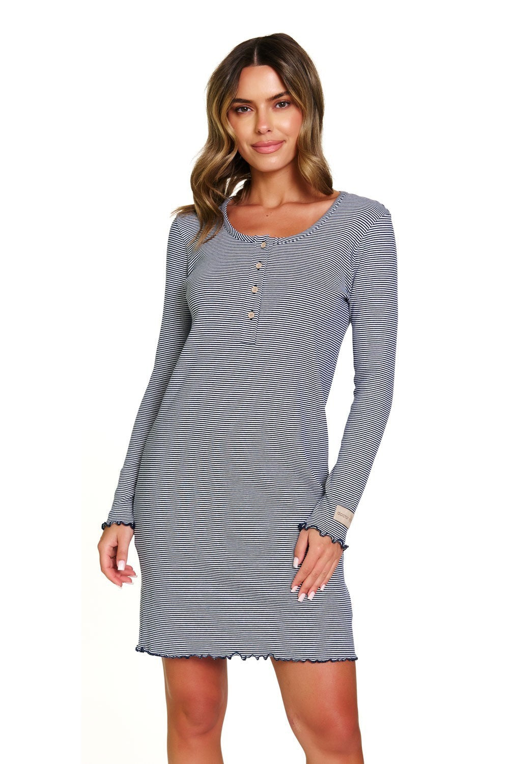 Cămașă de noapte din bumbac cu volane decorative