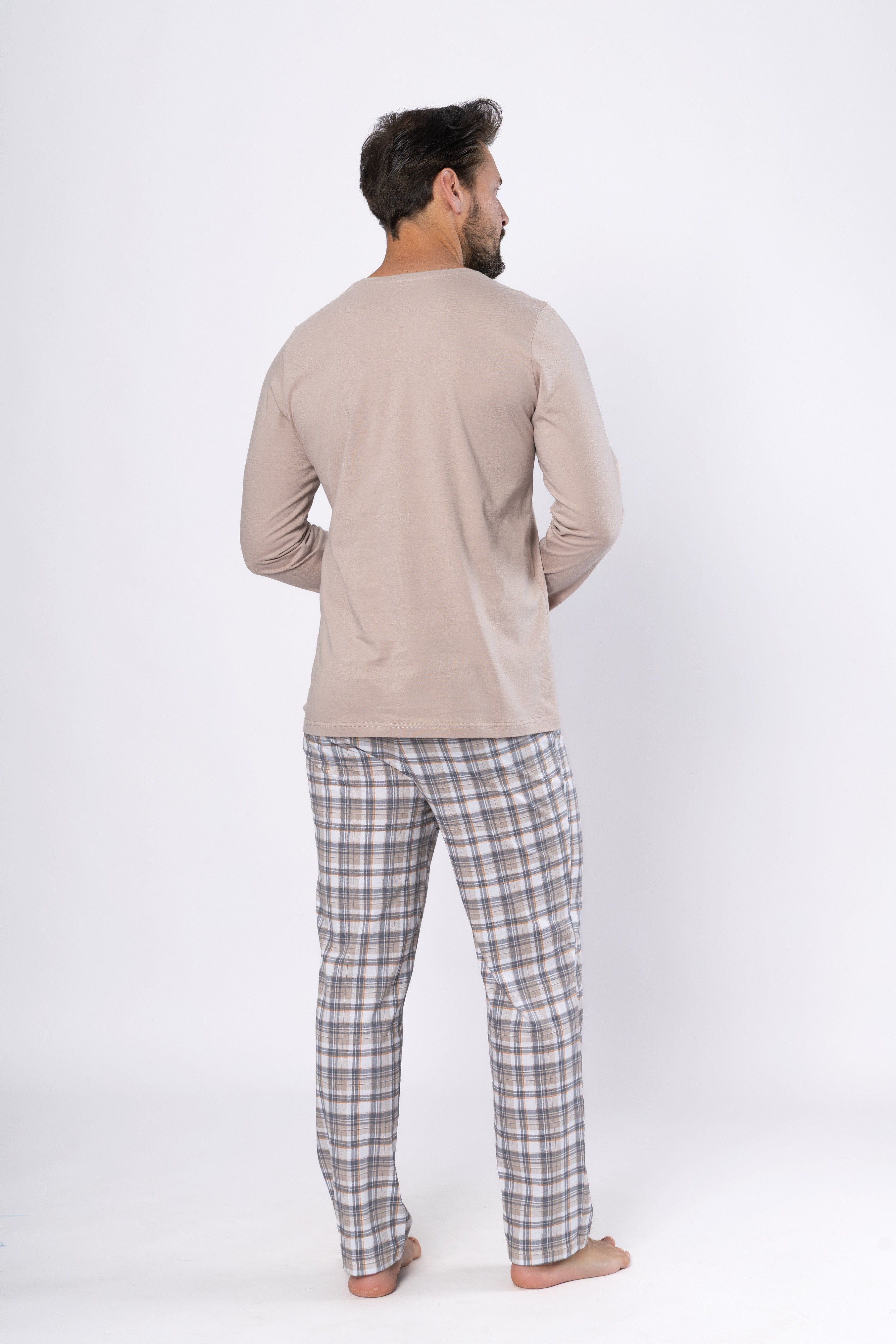 Pijama bumbac Andrzej 1694 bej - design elegant și confortabil