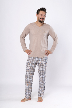 Pijama bumbac Andrzej 1694 bej - design elegant și confortabil