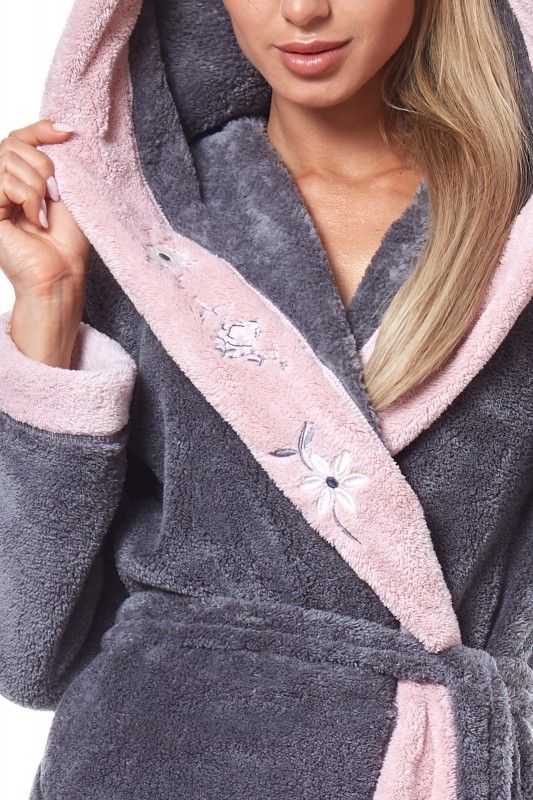 Halat baie/casă 9145 HFT onyx cu broderie florală