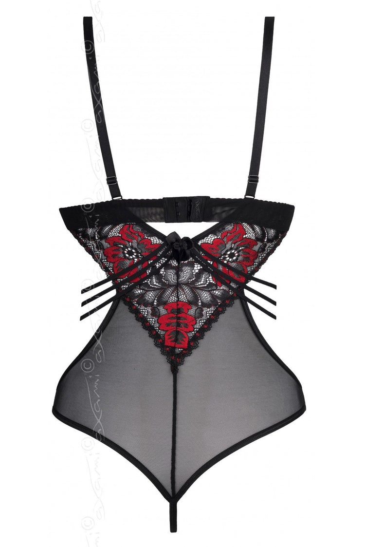 Body Axami V-5930 din dantelă și material transparent