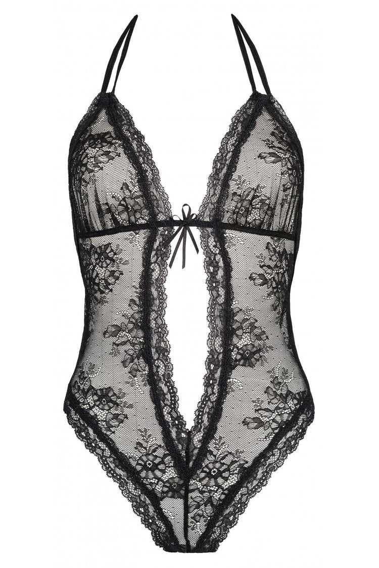 Body Axami Preto V-6540 din dantelă și material transparent