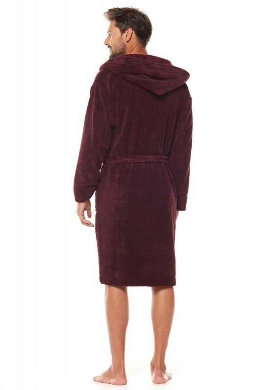 Halat de baie Bruce bordo pentru bărbați cu glugă