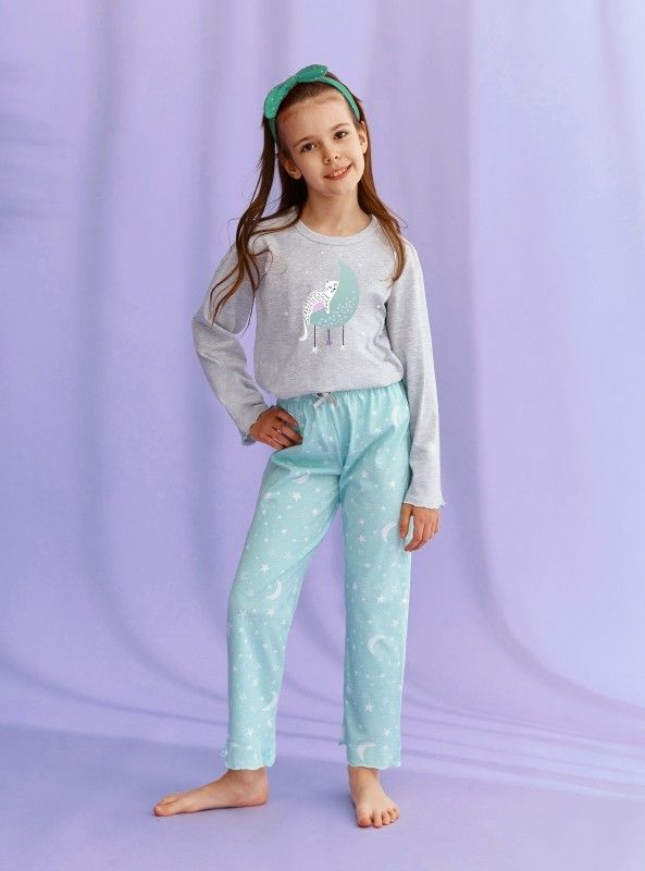 Pijama copii Livia 2590 model pisica luna