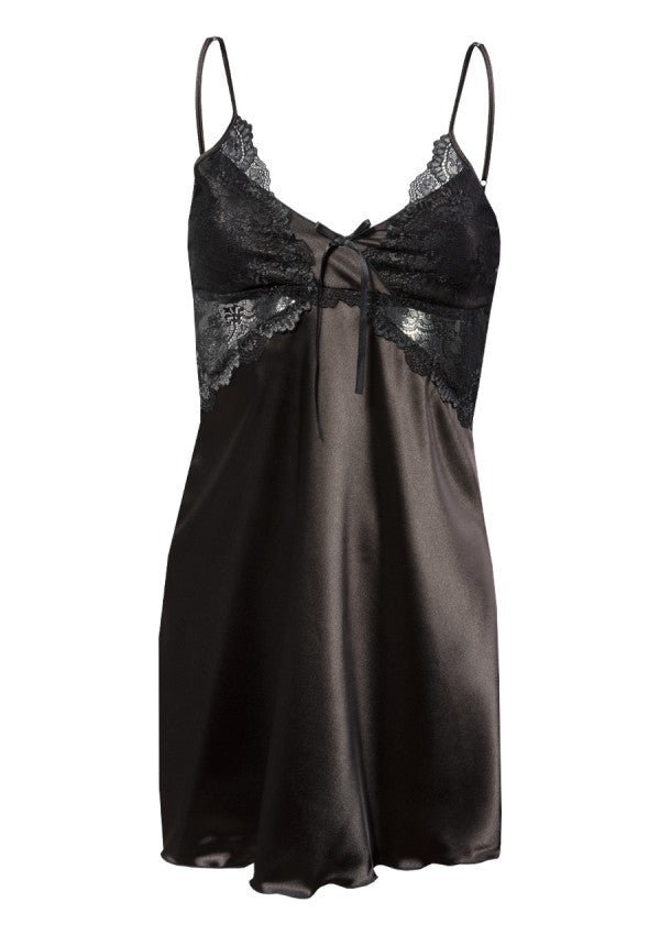 Neglijeu Satin Penelope cu Inserții Dantelă Neagră