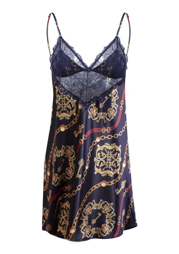 Neglijeu Satin DK-HA-014 cu Imprimeu Auriu