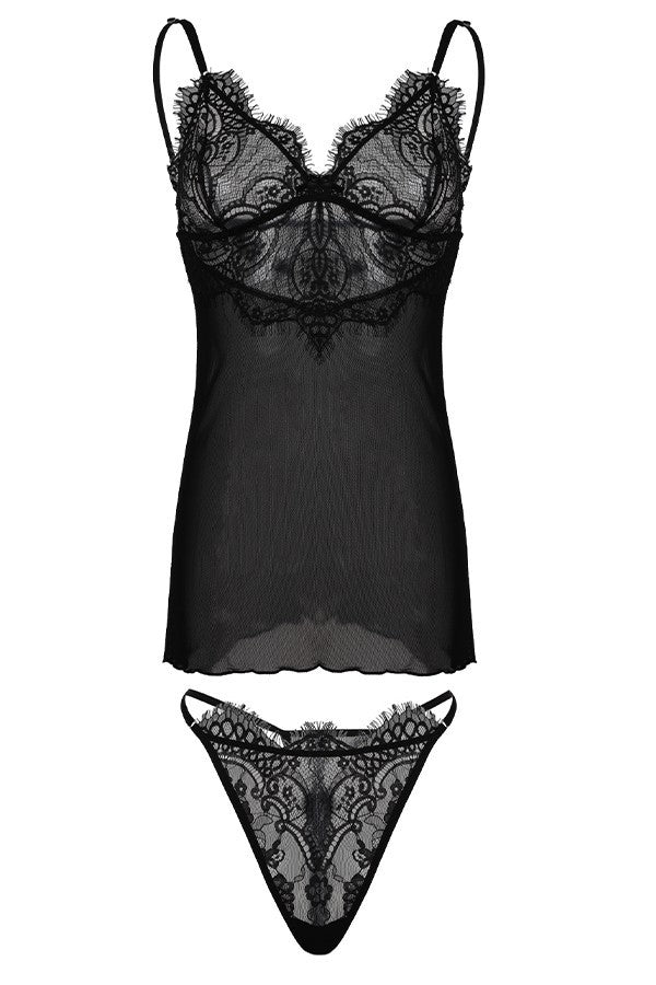 Set neglijeu și string Jovita din tulle și dantelă