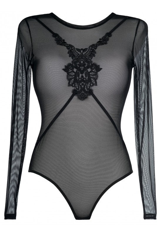Body Axami V-8300 negru din tul, elegant