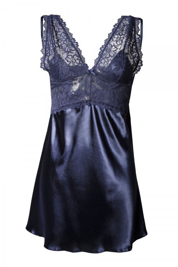 Neglijeu din satin Alexandra - eleganță în bleumarin