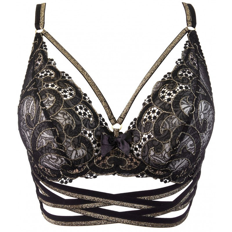 Sutien Axami V-9621 - Negru cu dungi aurii