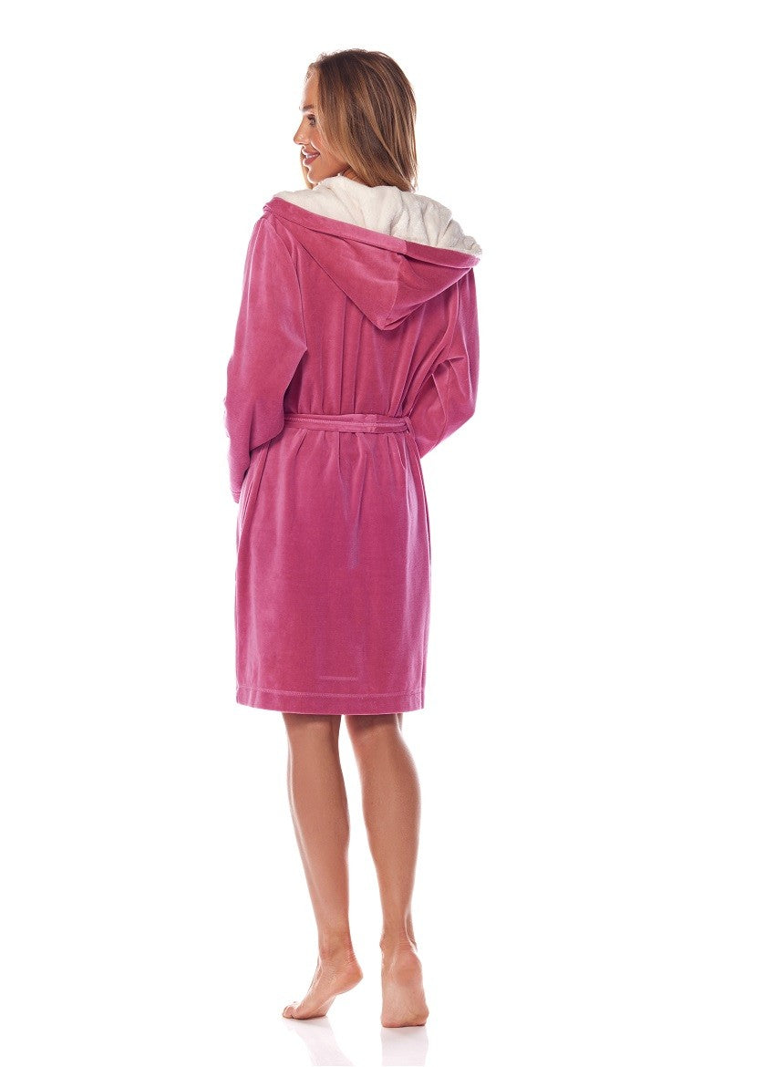 Halat de baie/casă 2203 wisnia cu glugă și cordon