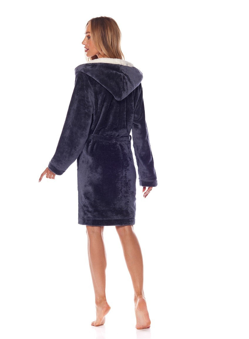 Halat de baie/casă 2125 grafit cu glugă și cordon