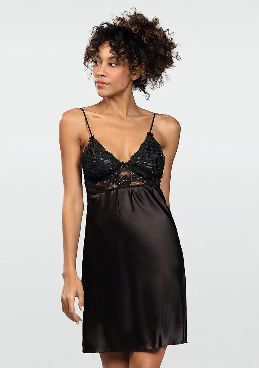 Neglijeu din satin Jane cu detalii delicate