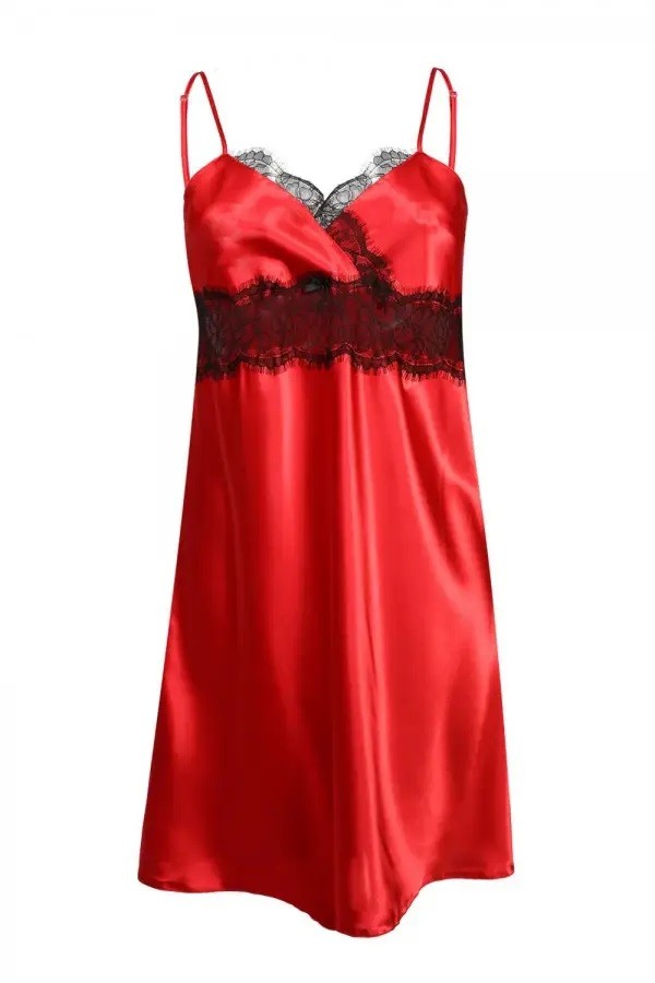 Neglijeu din satin Doris cu dantelă