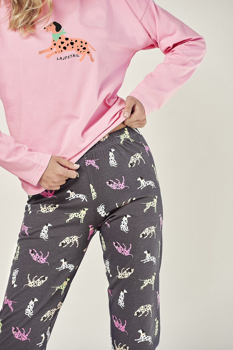 Pijama din bumbac Ruby 2986 cu model de catelusi