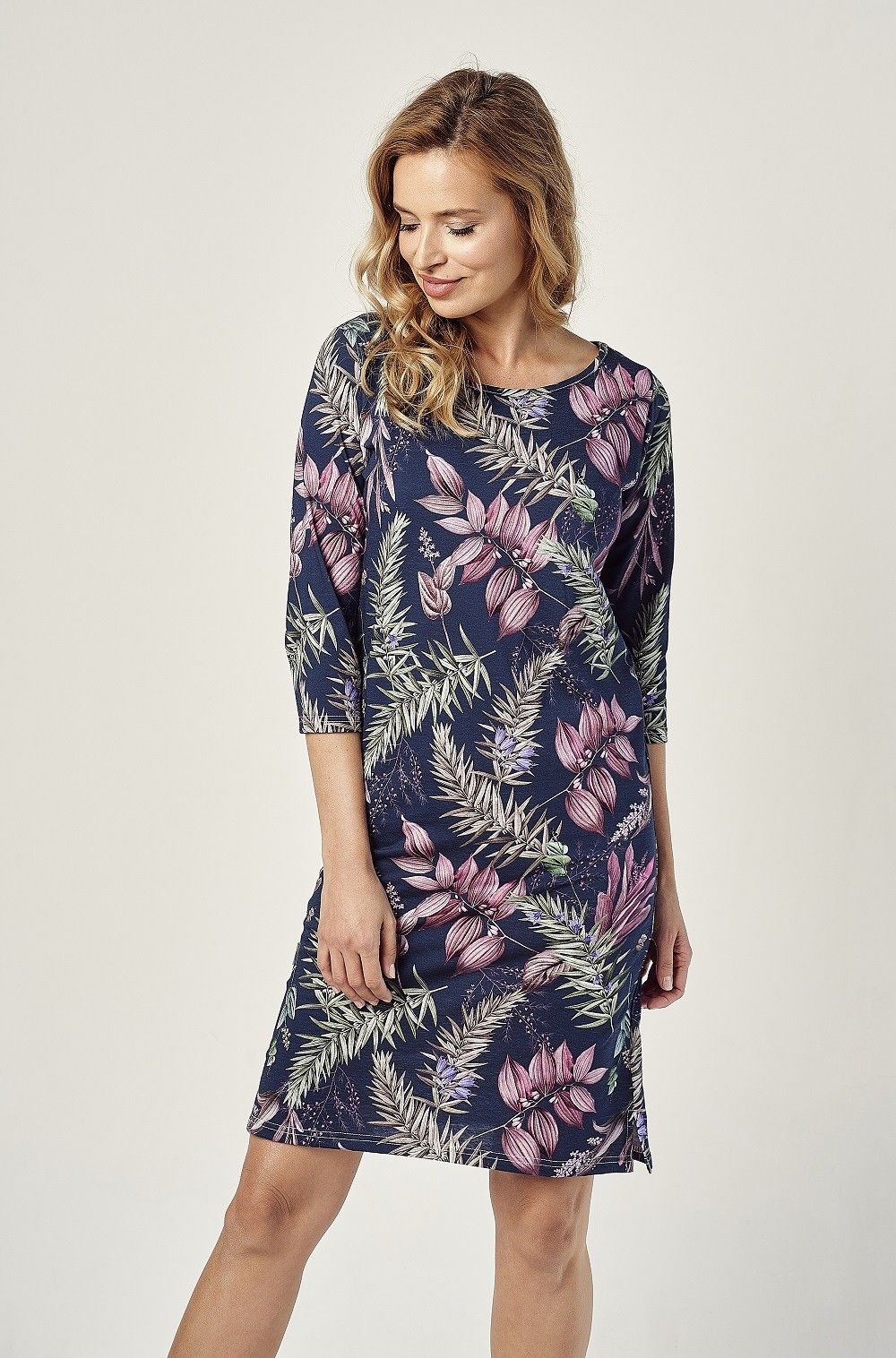Cămașă de noapte bumbac Vivian 2980, imprimeu floral