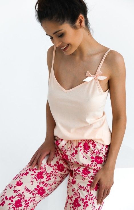 Pijama Isabella din bumbac cu print floral